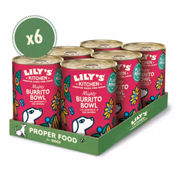 Lily's Kitchen Made with Natural Ingredients Adult Wet Dog Food Tin Mighty Burrito Bowl 6 x 400g