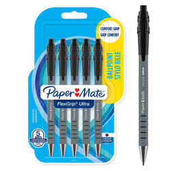 Paper Mate Flexgrip Ultra Retractable Ballpoint Pens | Medium Point (1.0mm) | Black | 5 Count