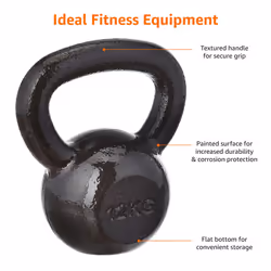 Amazon Basics Cast-Iron Kettlebell with Textured and Painted Surface, Black, 12kg / 26lbs