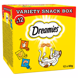 DREAMIES - Cat Treats - 12 x 60g - Multipack Biscuits - Variety Snack Box - 12 Pouches