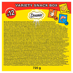 DREAMIES - Cat Treats - 12 x 60g - Multipack Biscuits - Variety Snack Box - 12 Pouches