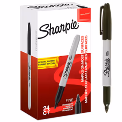 Sharpie Permanent Markers , Fine Point for Bold Details , Black Ink , 24 Marker Pens