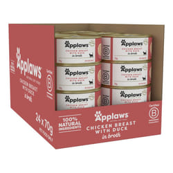 Applaws 100% Natural Wet Cat Food, Chicken with Duck in Broth, 70 g Tin (Pack of 24)