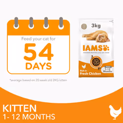 IAMS for Vitality Dry Kitten Food with Fresh Chicken, 3 kg, Packaging may vary