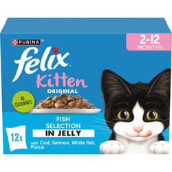 FELIX Original Kitten Fish Selection in Jelly Wet Cat Food 12x85g (Pack of 4)