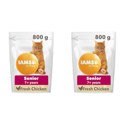 IAMS Complete Dry Cat Food for Senior 7+ Cats with Chicken 800 g (Pack of 2)