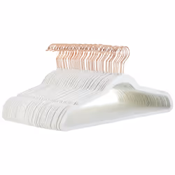 Amazon Basics Slim Velvet Non-Slip Suit Hangers, 50-Pack, Ivory/Rose Gold