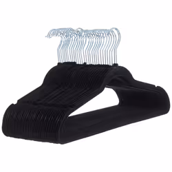 Amazon Basics Slim Velvet Non-Slip Suit Hangers - 30-Pack, Black/Silver