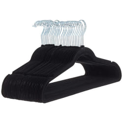 Amazon Basics Slim Velvet Non-Slip Suit Hangers - 30-Pack, Black/Silver