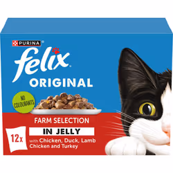 FELIX Original Farm Selection in Jelly Wet Cat Food 12x85g (Pack of 4)