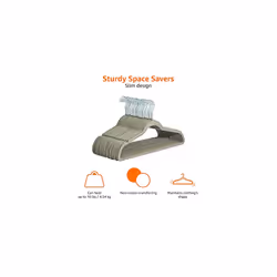Amazon Basics Slim Velvet Non-Slip Suit Hangers, 30-Pack, Grey