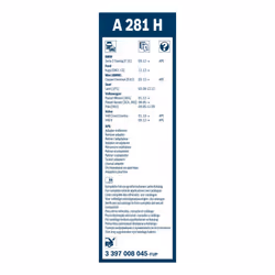 Bosch Wiper Blade Rear A281H, Length: 280mm â Rear Wiper Blade