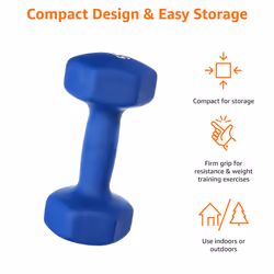Amazon Basics Neoprene Dumbbell Pair, 10kgs 2 x 5 kg, Blue