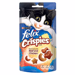 Felix Crispies Cat Treats Beef and Chicken 45g, Pack of 8