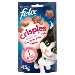 Felix Crispies Cat Treats Salmon and Trout 45g, Pack of 8