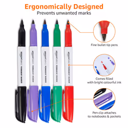 Amazon Basics Permanent Markers - Assorted - Pack of 12