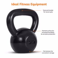 Amazon Basics Cast-Iron Kettlebell, 10 kg, Black