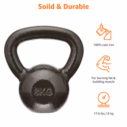 Amazon Basics Cast-Iron Kettlebell, 8 kg, Black