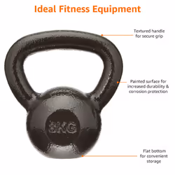 Amazon Basics Cast-Iron Kettlebell, 8 kg, Black