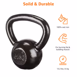 Amazon Basics Cast-Iron Kettlebell, 6kg, Black