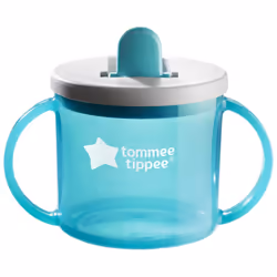 Tommee Tippee First Cup Sippy Cup for Babies with Flip-Up Free-Flow Spout 4m+, 190ml, Pack of 4, 4 Colours (1x Orange, 1x Blue, 1x Purple, 1x Green)