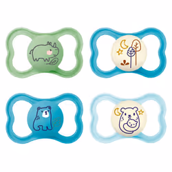 MAM Air Day & Night Silicone Dummy, Set of 4, 16+ Months, Tooth-Friendly Baby Dummy, Extra Light and Airy Shield Design with ...