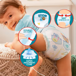 Pampers Baby-Dry Nappy Pants Size 7, 126 Nappies, 15kg+, Monthly Pack, 360 Fit To Help Prevent Gaps And Leaks