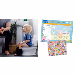Nuby Potty, My Real Mini Size Toilet with Lid and Flush Sound, Peppa Pig Potty and Toilet Training Reward Chart and 56 Sparkl ...
