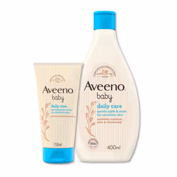 Aveeno Daily Care Lotion (150ml) + Gentle Bath and Wash (400ml) Set, Lotion and Wash for Newborns and Infants and Dry, Sensit ...