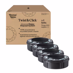 Tommee Tippee Twist and Click Advanced Nappy Bin Original Refill Cassettes, Exclusive Pack of 4, for Easy refill and Great va ...