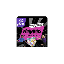 Pampers Ninjamas Pyjama Pants Unisex Hearts, 4-7 Years, 60 Pyjama Pants, 17kg - 30kg, All-Night Leak Protection