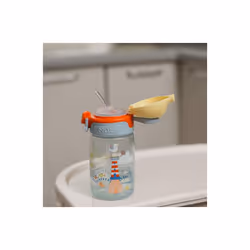 Nuby Super Straw Water Bottle - No Spill Active Toddler Sippy Cup | 360ml / Dishwasher Safe | Suitable Beaker for 12-18 Months Plus (Sunshine)