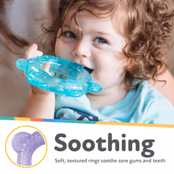 Nuby IcyBite Stacking Rings â Soothing Teether | Multiple Teething Surfaces | Refrigerator Safe | Suitable from 6 Months Plus