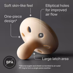 Tommee Tippee Breast-like Dummy, Lightweight, One-piece Silicone Design, Symmetrical Teat, 6-18m, 4 Pack