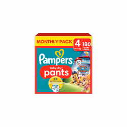 Pampers Baby-Dry Nappy Pants Paw Patrol Edition Size 4, 180 Nappies, 9kg-15kg, with Our 360 Pants Fit to Help Prevent Leaks