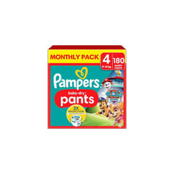 Pampers Baby-Dry Nappy Pants Paw Patrol Edition Size 4, 180 Nappies, 9kg-15kg, with Our 360 Pants Fit to Help Prevent Leaks