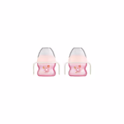 MAM Starter Cup Glow in The Dark Handles, Baby Cup for 4+ Baby Feeding, Glow in The Dark Toddler Cup, 1x 150 ml, Pink (Design ...