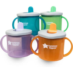 Tommee Tippee First Essential Cups 4 Pack Assorted Colors, Torquoise, Purple, Green, Red