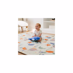 Nuby Foldable Reversible Play Mat - Easy Clean | Reversible | Waterproof | Suitable from Birth (Ocean Friends)