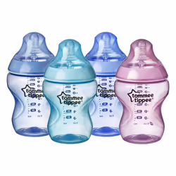 Tommee Tippee Closer to Nature Baby Bottles, Slow Flow Breast-Like Teat with Anti-Colic Valve, 260ml, Pack of 4, Colour My Wo ...