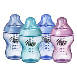 Tommee Tippee Closer to Nature Baby Bottles, Slow Flow Breast-Like Teat with Anti-Colic Valve, 260ml, Pack of 4, Colour My World