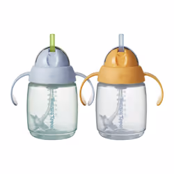 Tommee Tippee Trainer Straw Cup, 240ml, Easy Transition Toddler Cup for 6 with Silicone Weighted Straw and Easy-Hold Handles, ...