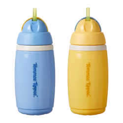 Tommee Tippee Insulated Active Straw Cup, 266ml, Spill-Proof Toddler Water Bottle for Flip Lid Helps Keep Straw Clean, Blue a ...