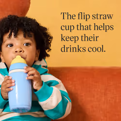 Tommee Tippee Insulated Active Straw Cup, 266ml, Spill-Proof Toddler Water Bottle for Flip Lid Helps Keep Straw Clean, Blue and Yellow, 2 Pack