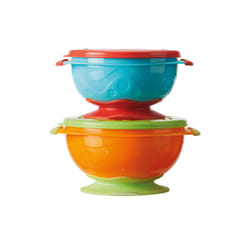 Nuby Stackable Suction Bowls â Air-Tight Seal Lid| Suction Base | Easy to Hold | Dishwasher Safe (Pack of 2)