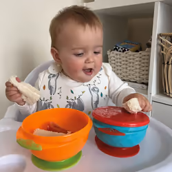 Nuby Stackable Suction Bowls â Air-Tight Seal Lid| Suction Base | Easy to Hold | Dishwasher Safe (Pack of 2)