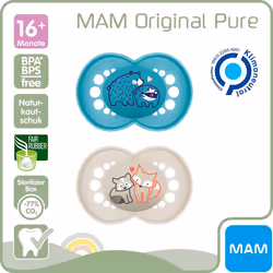 MAM Original Latex Dummy 16+ // City & Colour // Set of 4 // Includes 2 Sterilised Transport Boxes