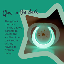 Tommee Tippee Time Glow in The Dark Pacifiers, Symmetrical Design, BPA-Free Time Glow in The Dark Pacifiers, Symmetrical Design, BPA-Free Silicone