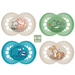 MAM Silicone Dummy Original 6-16 Months SkinSoft Silicone, 4 Pieces - Value Pack Unisex, 2 Travel Boxes