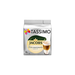 Tassimo Jacobs Latte Macchiato Vanilla, Coffee, Roasted, 8 T-Discs / 8 Servings